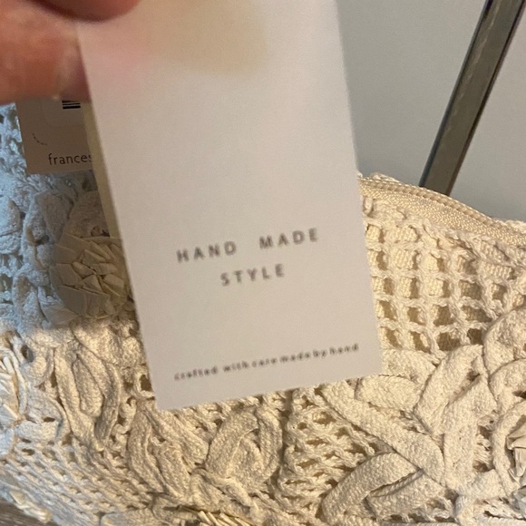 Antik Kraft NWT Cream Knitted Floral Design Shoulder Bag Tie Strap Detail - Picture 4 of 10